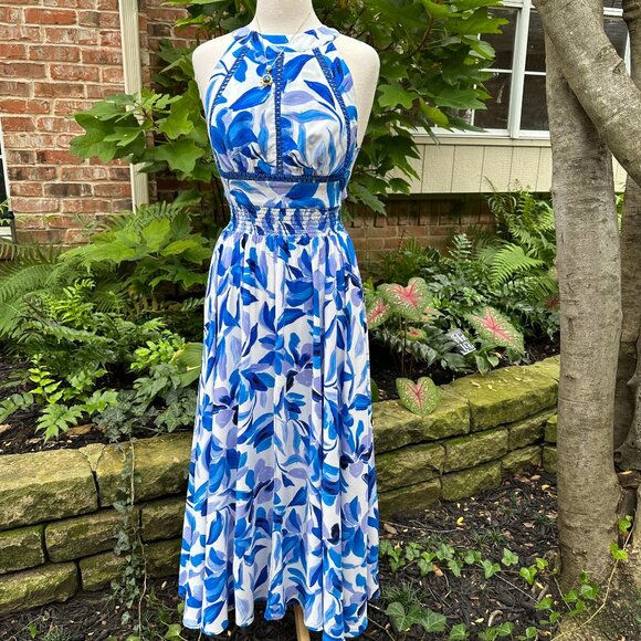 Anthro Able The Label Rumi Halter Floral Maxi Dress Sz M - Picture 1 of 8